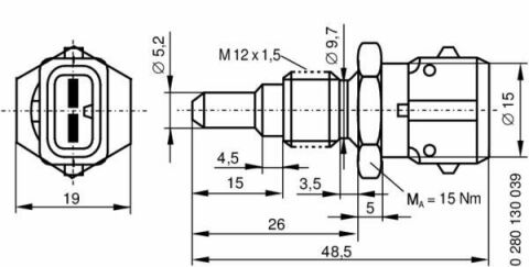 Датчик температури впуску повітря VW Caddy 1.6 95-00/Passat 1.6/1.8/2.0 90-97 (M12x1.5) (чорний)