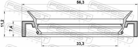 Сальник полуоси 33.3x56.3x7.4x11.2 Elantra/Cerato/Accent 99-