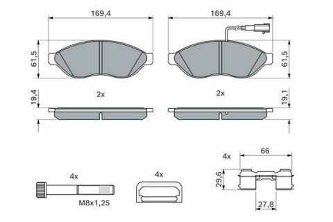 Комплект передних тормозных колодок CITROEN JUMPER 06- FIAT DUCATO