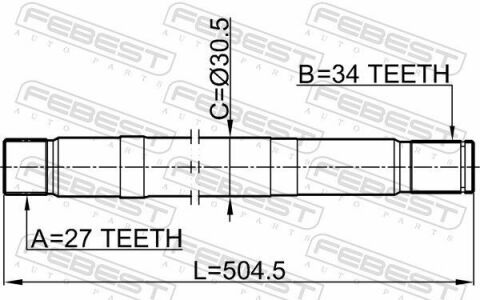 Полуось левая 27x505x34 MERCEDES BENZ E 320 CDI 211