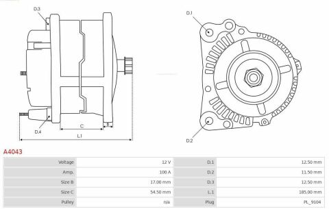 Генератор Fiat Brava/Doblo/Punto/Lancia Lybra 1.9D/JTD 98- (12V/100A)