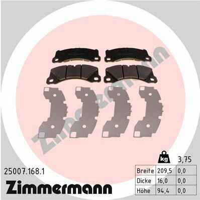 Колодки гальмівні (передні) Porsche Cayenne/Panamera/Macan/VW Touareg 09- (Brembo) (210x94x17)