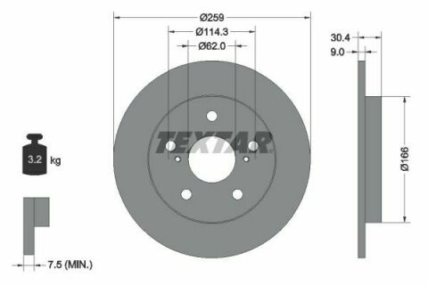 Диск тормозной (задний) Toyota Auris/Corolla 06- (259x9) PRO