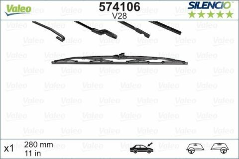 Щетка стеклоочистителя каркасная (280mm) Citroen/Daewoo/Fiat/Ford/Jeep/Lada/Peugeot/Renault/VW