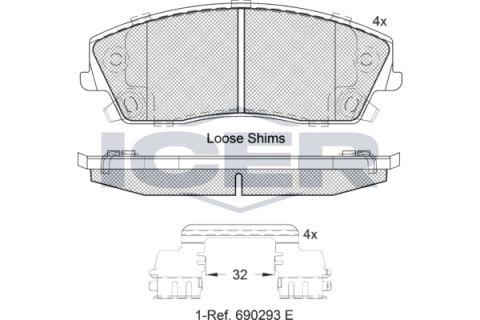 Колодки гальмівні (передні) Chrysler 300C 04-/300 II 12-/Dodge Challenger 08-/Charger 05-