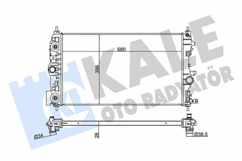 KALE OPEL Радіатор охолодження Astra J, Zafira Tourer, Chevrolet Cruze 1.4/1.8 (АКПП)