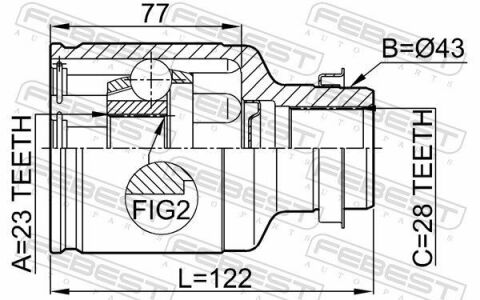 ШРКШ (ШРУС) внутренний правый 23x43x28 ​​MAZDA 626 91-