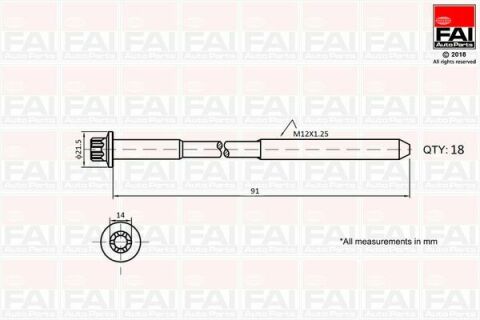 FAI MITSUBISHI К-т болтів ГБЦ L200 2.5 05-