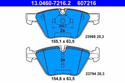 Колодки гальмівні (передні) BMW 3 (E90/E91/E92) 04-13 (Ate)