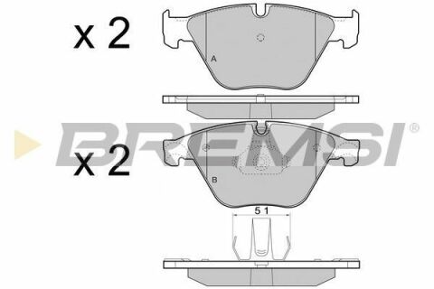 Гальмівні колодки перед. BMW 5 (F10) 10- (ATE) (155,1x68,5x18,9)