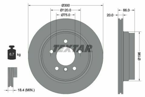 Диск тормозной (задний) BMW 1 (E81/E87)/3 (E90/E91/E92/E93) 03-13/X1 (E84) 09-15 (300x20) PRO