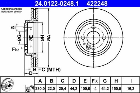 Диск тормозной (передний) Mini Cooper 2 06-(280x22)