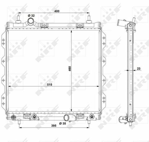 Радиатор охлаждения Chrysler PT Cruiser 1.6-2.4 00-10(507x460x27)(для с комб.сист.охл. водяной/масл)