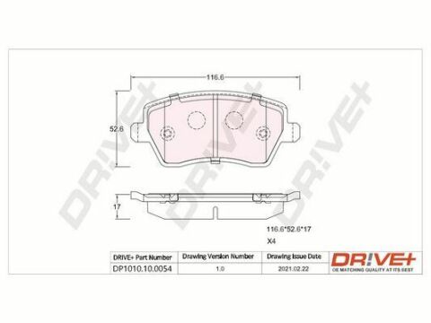 DP1010.10.0054 Drive+ - Гальмівні колодки до дисків