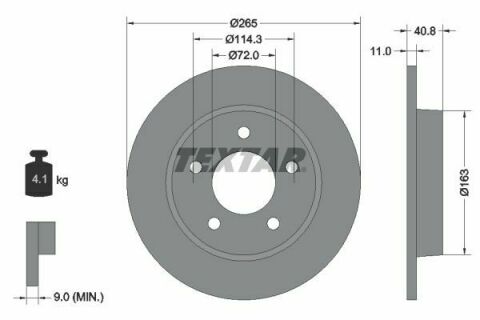 Диск тормозной (задний) Mazda 3 1.3-2.2 MZR 04-14 (265x11)