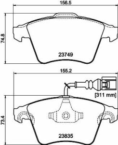 Гальмівні колодки пер. VW Touareg 02-10 (ATE)
