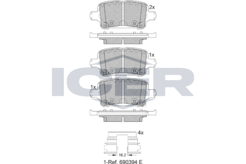 Колодки тормозные (задние) Chevrolet Cruze 15-/Bolt 16-/Opel Astra K 15-