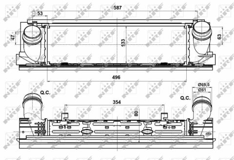 Радиатор интеркулера BMW 3 (F30/F80/F34/F31)/4 (F33/F83/F32/F82/F36) 1.5D-2.0D N13/N20/N47 11-