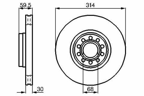 Диск тормозной (передний) Audi 100/A6/A8 V8 2.2-4.2 88-02 (314x30)