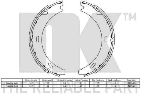 Комплект тормозных колодок, стояночная тормозная система Комплект тормозных колодок, стояночная тормозная система