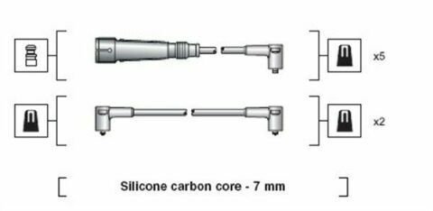 MAGNETI MARELLI VW Провід високої напруги (7шт.) AUDI A100/A200 2,0-2,3 -94