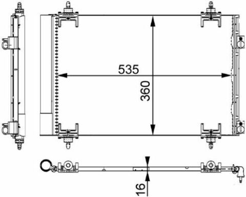 Радіатор кондиціонера Citroen Berlingo 1.6HDI 08-/C4 04-11/C4 Grand Picasso 06-13 (360x535x16)