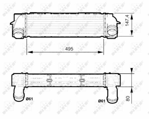 Радиатор интеркулера BMW X3 (F25)/X4 (F26) 1.6/2.0/2.0D 10-