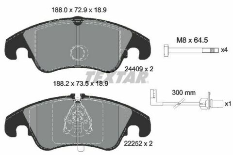 Колодки гальмівні (передні) Audi A6/A7/Q5 08- (TRW) (з датчиком) Q+