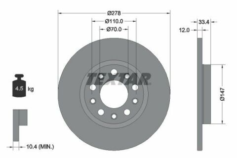 Диск гальмівний (задній) Jeep Cherokee 2.0-3.2 13- (278x12) PRO