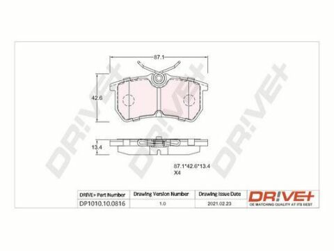 DP1010.10.0816 Drive+ - Гальмівні колодки до дисків