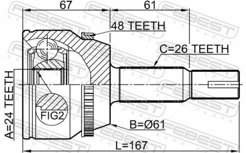 ШРКШ (ШРУС) наружный 24x61x26 TOYOTA CAMRY 06-