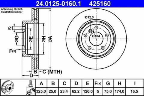 Диск тормозной (передний) BMW X3 (E83) 03-11/3 (E90) 04-12 (325x25) (с покрытием) (вентилированный)