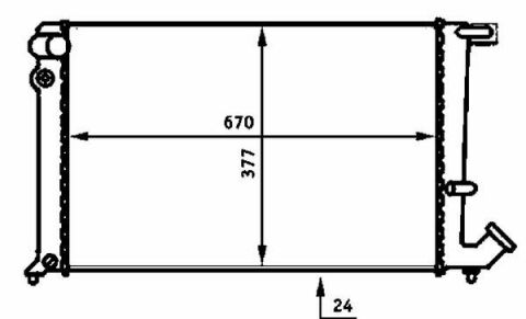 Радиатор охлаждения Citroen Berlingo/Peugeot Partner 1.8D/1.9D 96- (МКПП/-AC) (670x377x24)