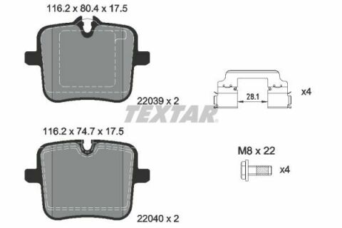 Колодки тормозные (задние) BMW M5 (G30)/X5 (G05)/X6 (G06) 17-(TRW) (с аксессуарами)