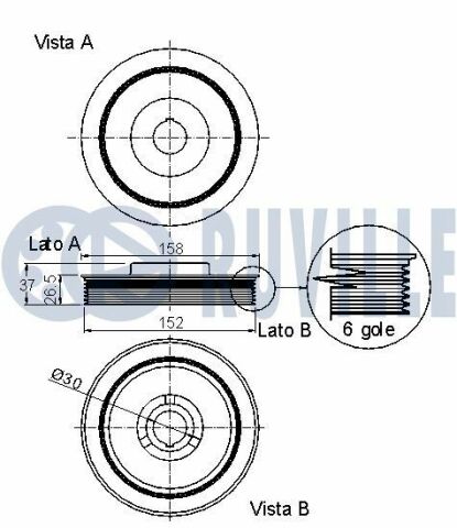 Шкив коленчатого вала scudo 99-,citroen berlingo,c5/8,jumpy,peugeot 206/807,expert