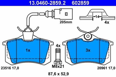 Колодки тормозные (задние) Ford Galaxy 95-06/VW Sharan/Seat Alhambra 95-10/Ibiza 03-08 (+датчик)