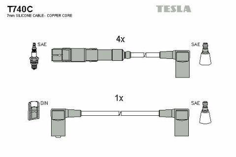 Кабель запалювання к-кт TESLA Mersedes 80-97 1,8