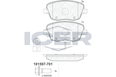 Колодки тормозные (передние) Seat Ibiza/VW Polo 01-09/Skoda Fabia 99-14/Roomster 06-15 (+датчик)