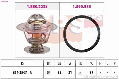 EPS VW Термостат (Made in Italy!) 87°C 1.4-1.8 AUDI 80, A6 2.0 -97, SEAT FORD PEUGEOT J5 90