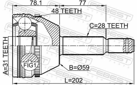 ШРКШ (ШРУС) зовнішній 31x59x28 FORD TRANSIT 06-14