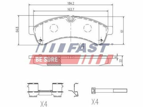 Колодки тормозные дисковые задние IVECO Daily E5 11-14, Daily E4 06-11, Daily E6 14-