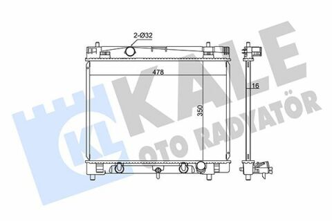 KALE TOYOTA Радіатор охолодження з АКПП Yaris 1.0/1.3 05-