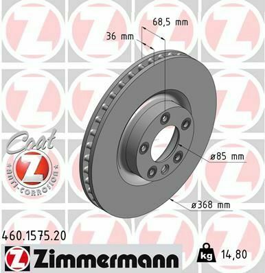 Диск тормозной (передний) Porsche Cayenne/VW Touareg 03-10 (368x36) (с покрытием) (вентилированный)