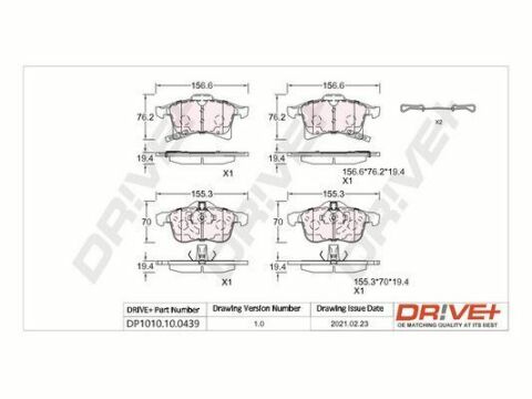 DP1010.10.0439 Drive+ - Гальмівні колодки до дисків