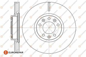 EUROREPAR Диск гальмівний передній CITROEN BERLINGO, BERLINGO MULTISPACE, BERLINGO/MINIVAN, C4 GRAND PICASSO II, C4 PICASSO II, C4 SPACETOURER, C5 AIRCROSS, C5 III 1.2-2.2D 04.09-