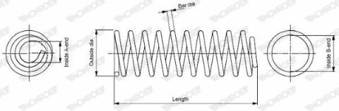 MONROE MITSUBISHI Пружина передня L=378mm Galant 96-