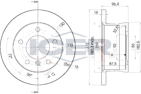 Диск тормозной (задний) MB Sprinter 308-316/VW LT 95-06/MB G-class (W463) 94- (272x16)(с покр)(полн.)