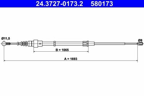 Трос ручника (задний) VW Golf IV 97-06/Seat Toledo 98-04/Skoda Octavia 97-10 (L=1693mm)