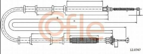 Трос ручного гальма зад. Doblo Panorama/Combi MAXI 10-Л=Пр. (2182/1898)