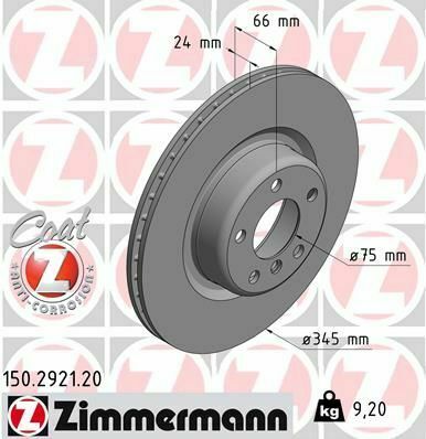 Диск тормозной (задний) BMW 1 (F20/F21)/3 (F30/F31)/4 (F32/F36) 11- (345x24) (с покрытием) (в вентиляции)